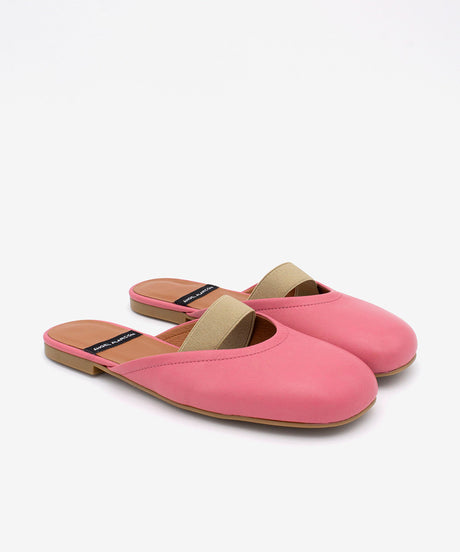 DELIA – Zueco plano destalonado de mujer con cierre elástico de piel suave – rosa – Talla 36 – Ángel Alarcón