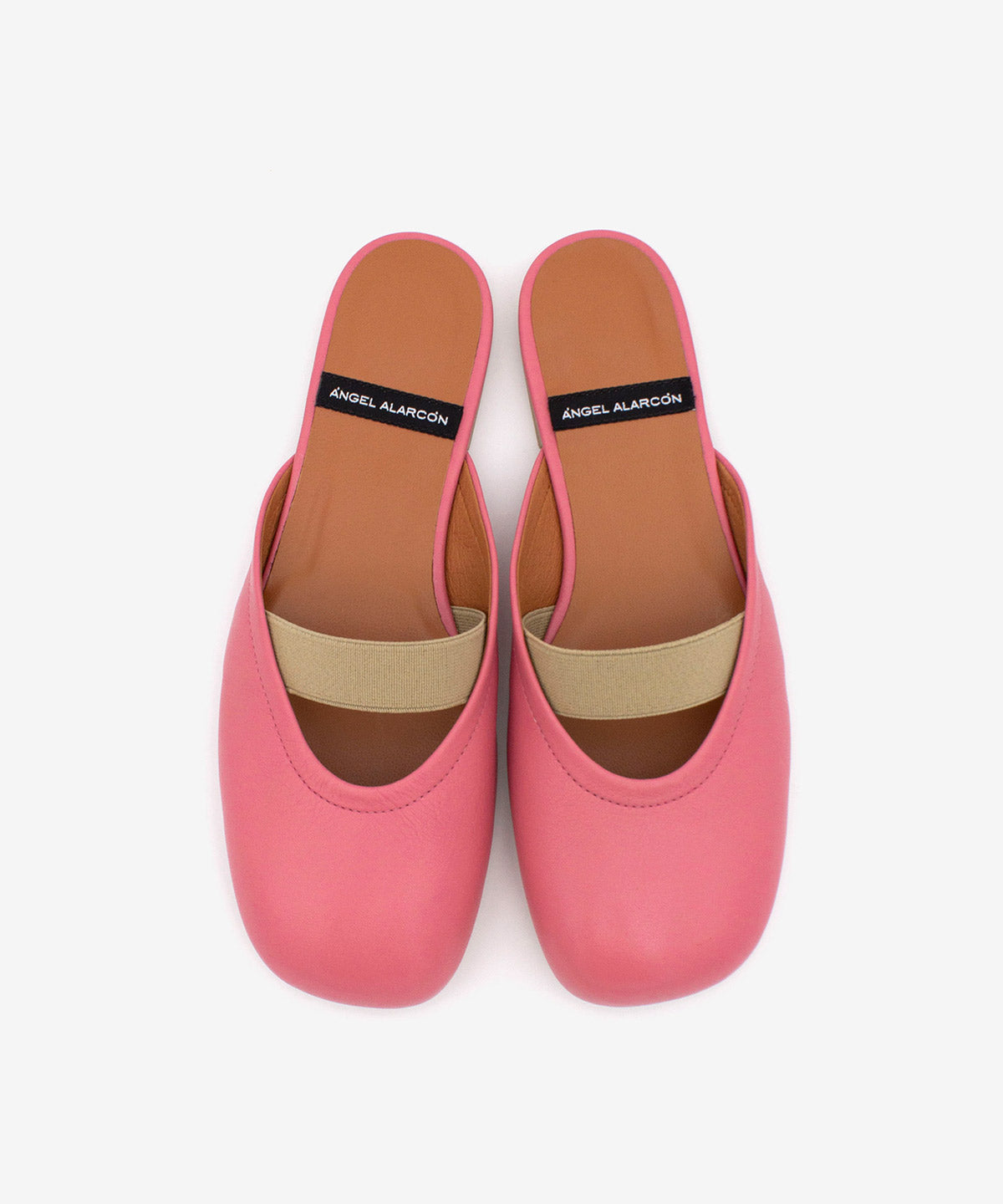 DELIA – Zueco plano destalonado de mujer con cierre elástico de piel suave – rosa – Talla 38 – Ángel Alarcón
