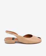 MATILDE – Bailarina destalonada peep toe en piel texturizada – beige – Talla 35 – Ángel Alarcón