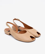 MATILDE – Bailarina destalonada peep toe en piel texturizada – beige – Talla 35 – Ángel Alarcón