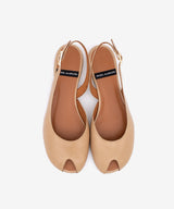 MATILDE – Bailarina destalonada peep toe en piel texturizada – beige – Talla 36 – Ángel Alarcón