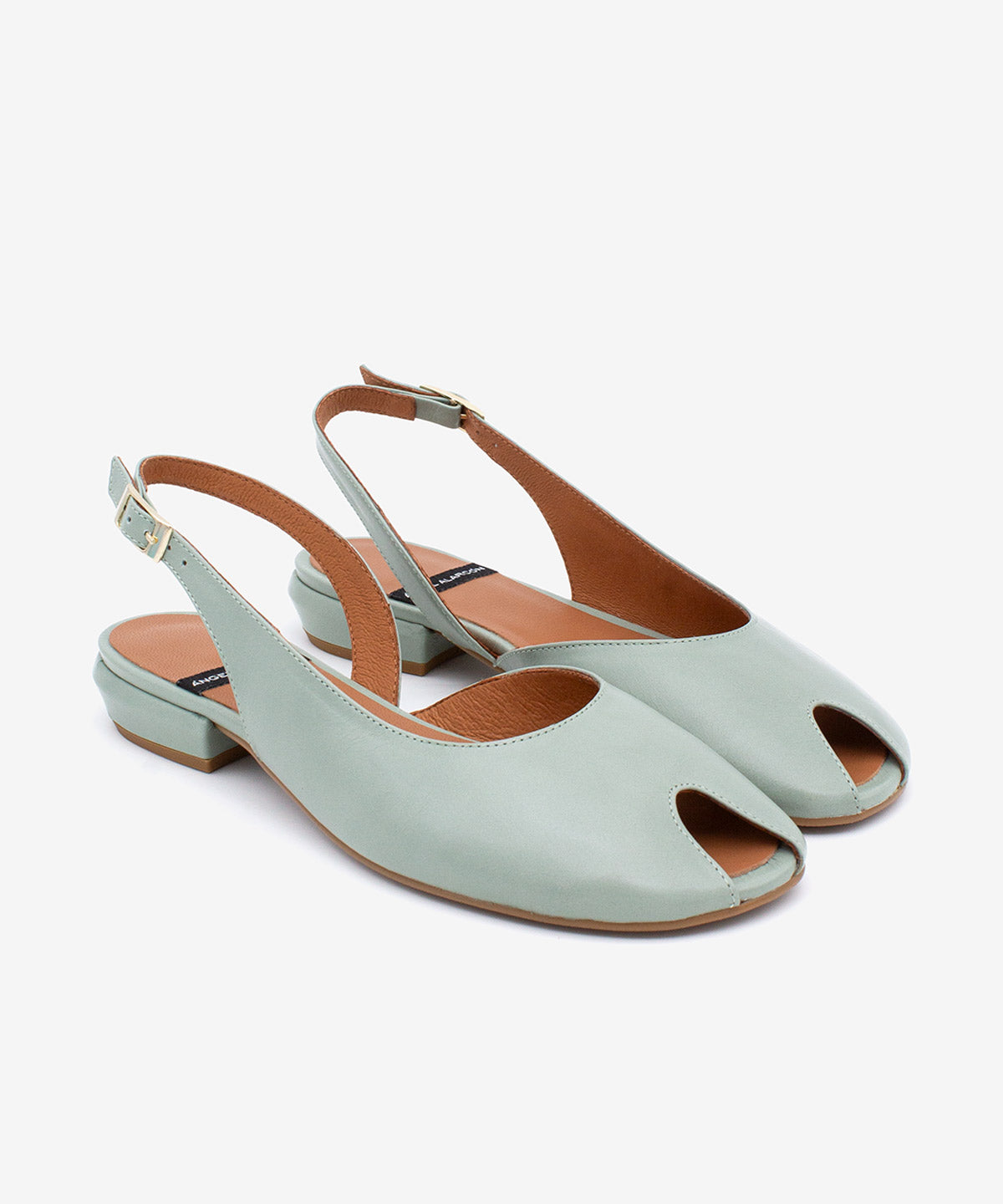 MATILDE – Bailarina destalonada peep toe en piel texturizada – verde – Talla 39 – Ángel Alarcón