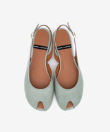 MATILDE – Bailarina destalonada peep toe en piel texturizada – verde – Talla 39 – Ángel Alarcón