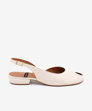 MATILDE – Bailarina destalonada peep toe en piel texturizada – blanco – Talla 36 – Ángel Alarcón