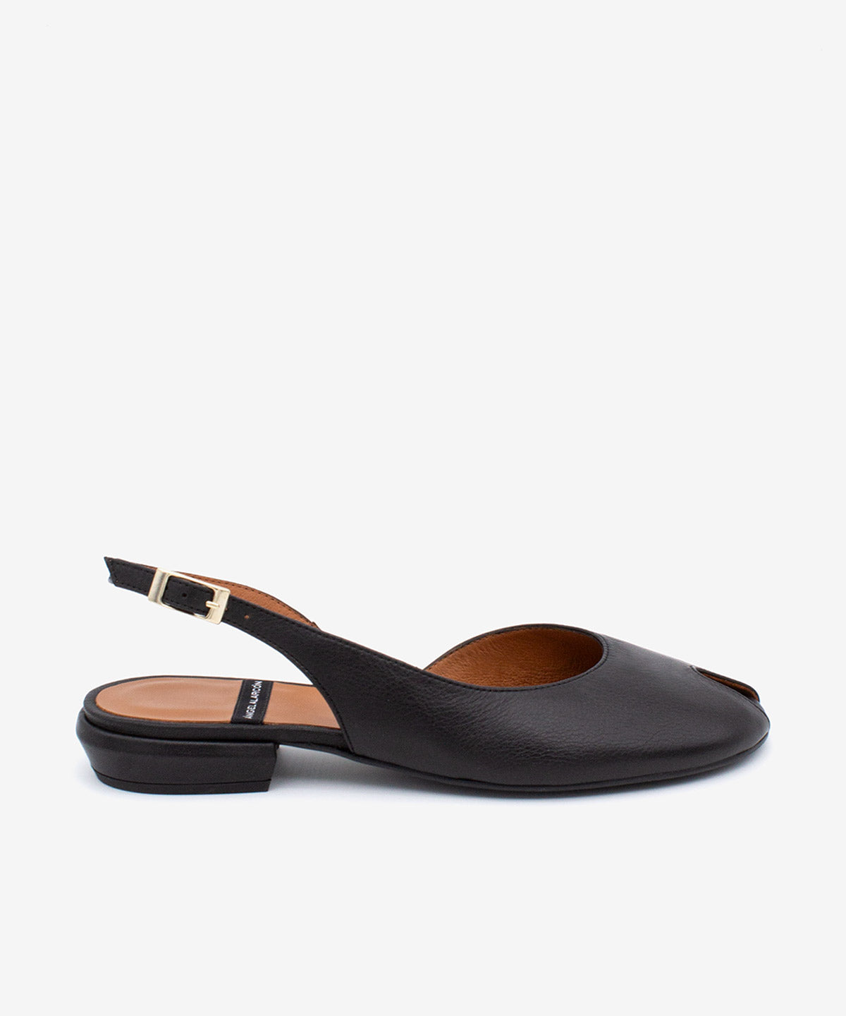 MATILDE – Bailarina destalonada peep toe de piel grano suave - Zapatos Negros - Zapatos de mujer Ángel Alarcón - Women Shoes 2026