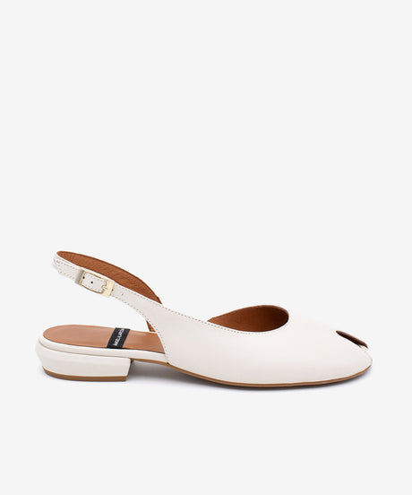 MATILDE – Bailarina destalonada peep toe de piel grano suave - Zapatos blancos - Zapatos de mujer Ángel Alarcón - Women Shoes 2026