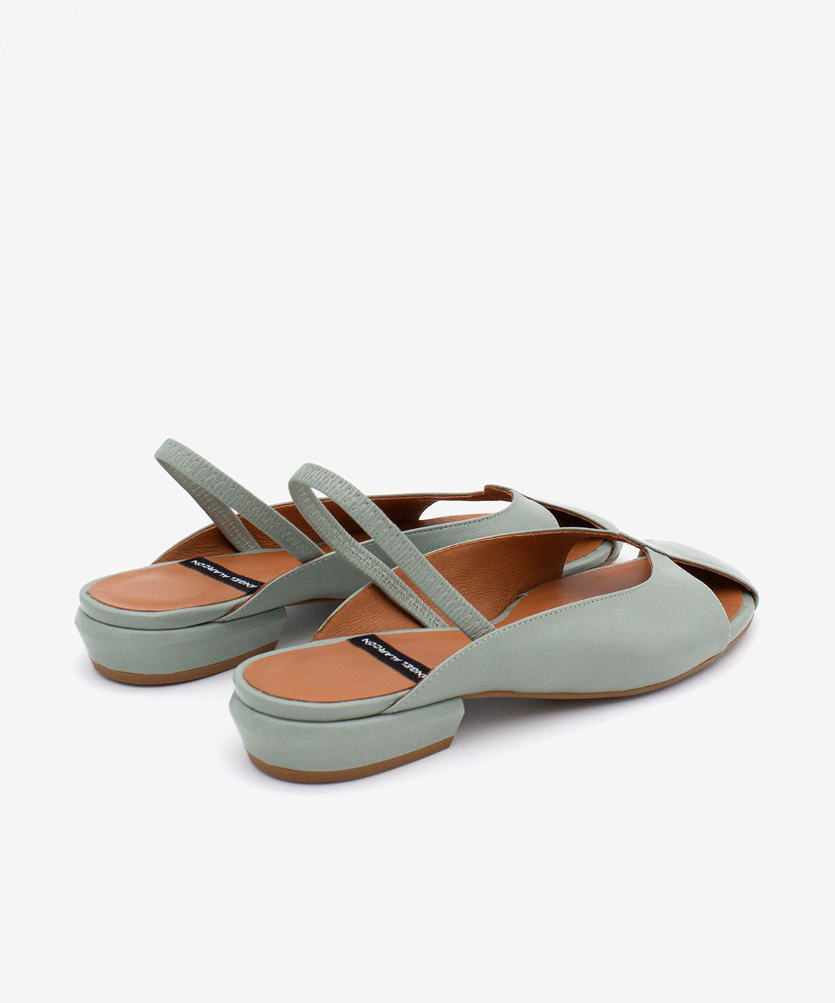 RAFAELLA – Sandalia destalonada de piel texturizada – verde – Talla 37 – Ángel Alarcón