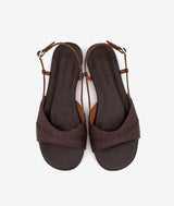 ALISA - Sandalias de mujer planas de piel con rafia para el verano - Zapatos m. oscuro - Zapatos de mujer Ángel Alarcón - Women Shoes 2026