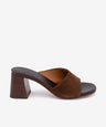 PATRIZIA – Mule con tacón alto ancho efecto madera de serraje – marrón – Talla 38 – Ángel Alarcón