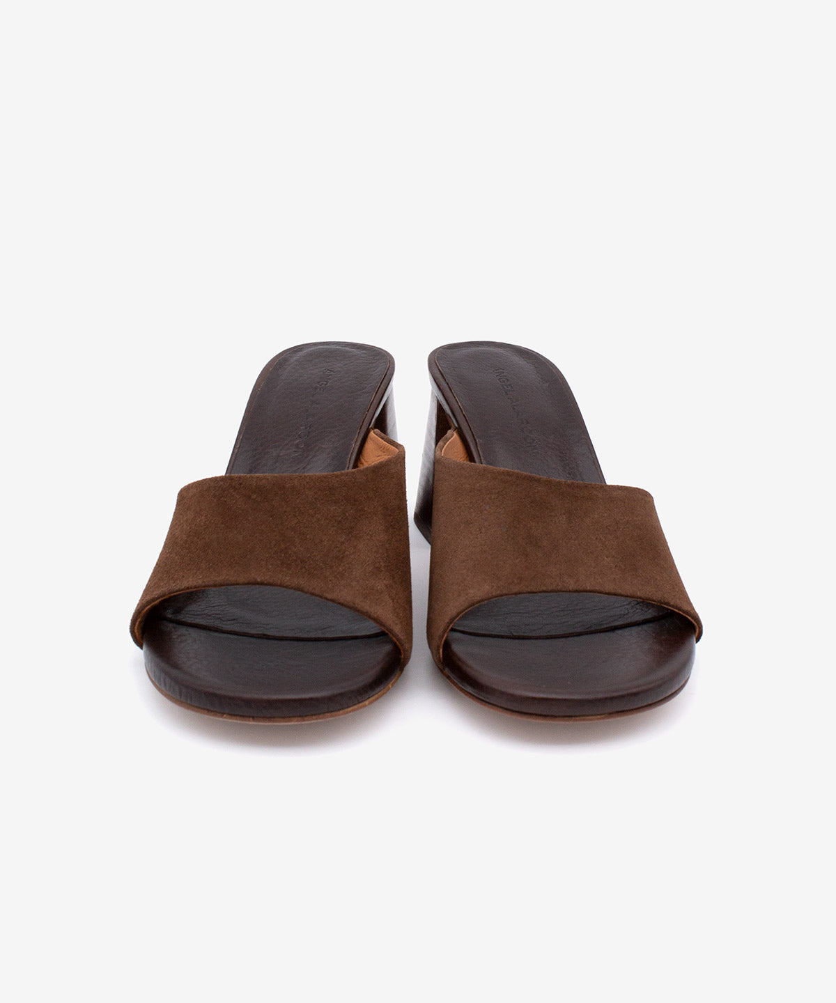 PATRIZIA – Mule con tacón alto ancho efecto madera de serraje – marrón – Talla 40 – Ángel Alarcón