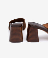 PATRIZIA – Mule con tacón alto ancho efecto madera de serraje – marrón – Talla 40 – Ángel Alarcón