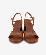 LUISA – Sandalia con tacón alto de piel natural sujeto al tobillo – marrón – Talla 40 – Ángel Alarcón