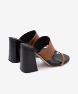 MARTA - Sandalia mule de dos tiras con tacón de diseño en piel natural - Zapatos marrones - Zapatos de mujer Ángel Alarcón - Women Shoes 2026