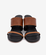 MARTA - Sandalia mule de dos tiras con tacón de diseño en piel natural - Zapatos marrones - Zapatos de mujer Ángel Alarcón - Women Shoes 2026