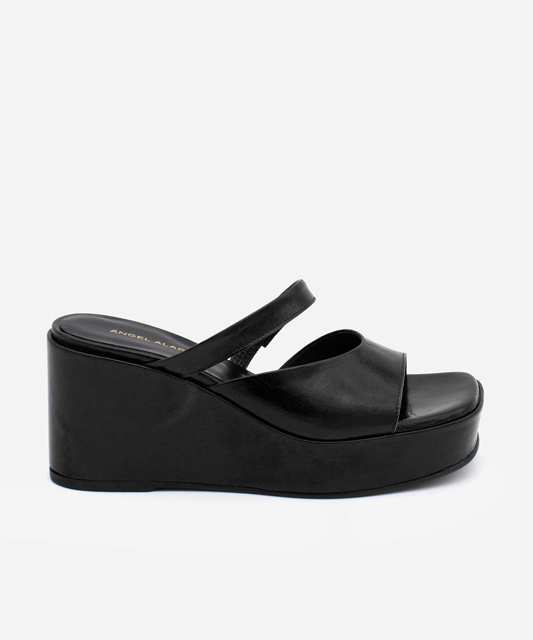 NICOLETTA – Mule de plataforma de cuña con pala doble de piel texturizada – Talla 35 – Ángel Alarcón