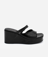 NICOLETTA – Mule de plataforma de cuña con pala doble de piel texturizada – Talla 35 – Ángel Alarcón
