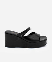 NICOLETTA – Mule de plataforma de cuña con pala doble de piel texturizada – Talla 35 – Ángel Alarcón