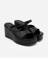 NICOLETTA – Mule de plataforma de cuña con pala doble de piel texturizada – Talla 36 – Ángel Alarcón