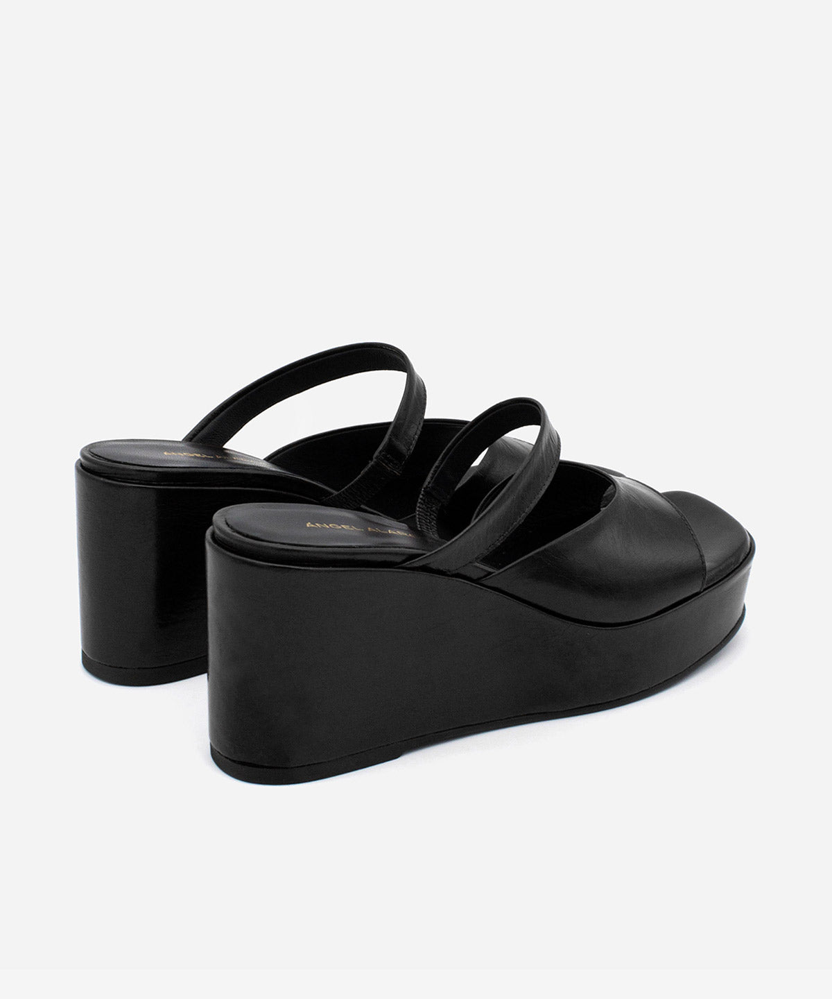NICOLETTA – Mule de plataforma de cuña con pala doble de piel texturizada – Talla 37 – Ángel Alarcón