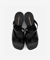 NICOLETTA – Mule de plataforma de cuña con pala doble de piel texturizada – Talla 38 – Ángel Alarcón