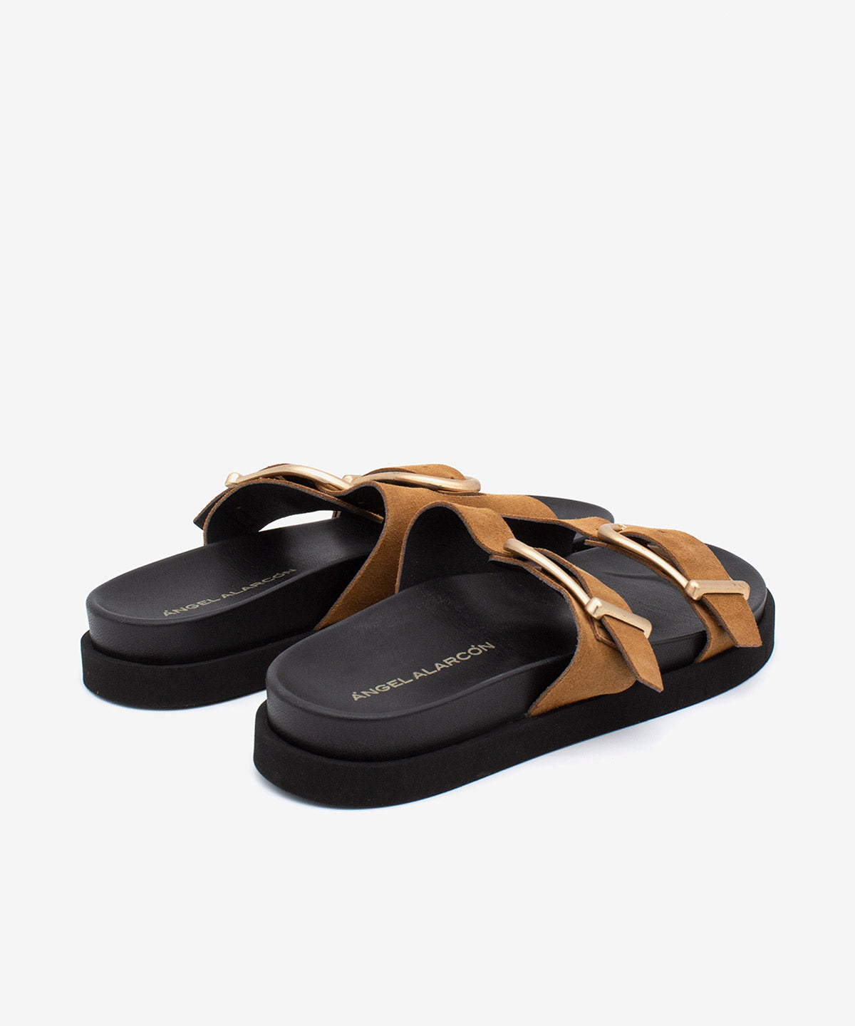 SOFIA - Sandalia plana de mujer con doble tira ajustable de serraje y planta EVA - Zapatos color camel - Zapatos de mujer Ángel Alarcón - Women Shoes 2026