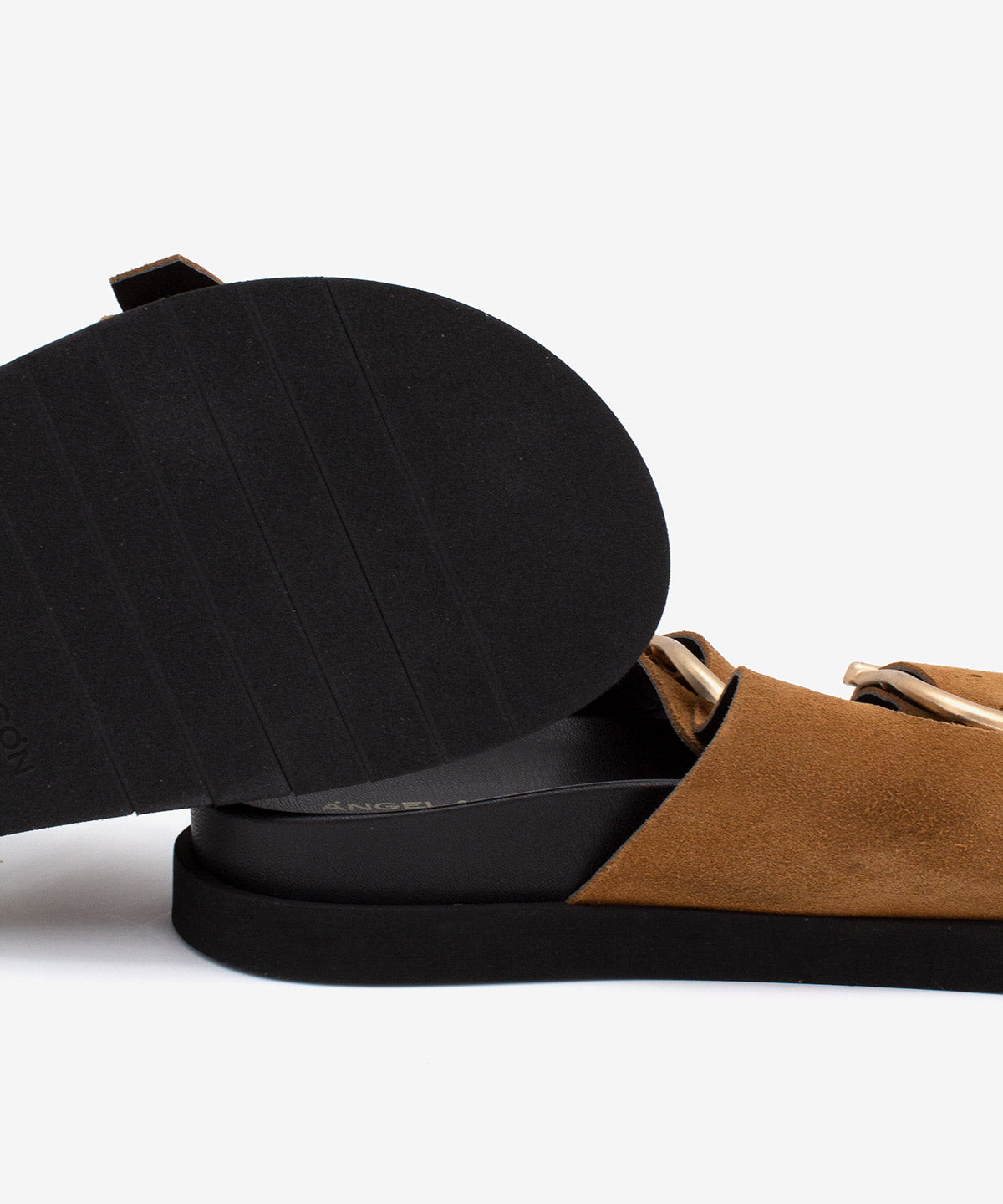 SOFIA - Sandalia plana de mujer con doble tira ajustable de serraje y planta EVA - Zapatos color camel - Zapatos de mujer Ángel Alarcón - Women Shoes 2026
