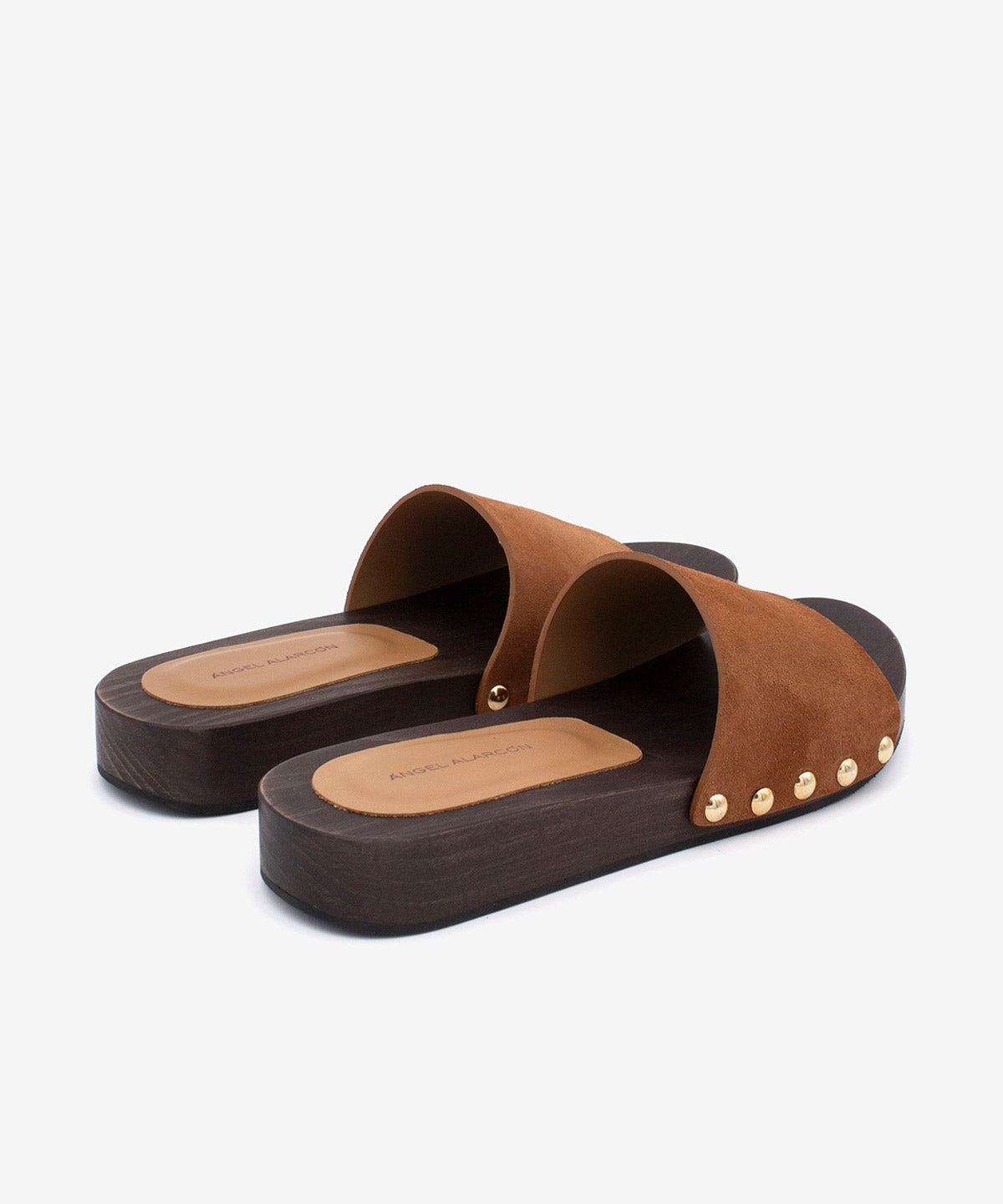 CLOE - Sandalia mule de serraje con suela de madera de Ante suede - Zapatos Nude - beige - Zapatos de mujer Ángel Alarcón - Women Shoes 2026