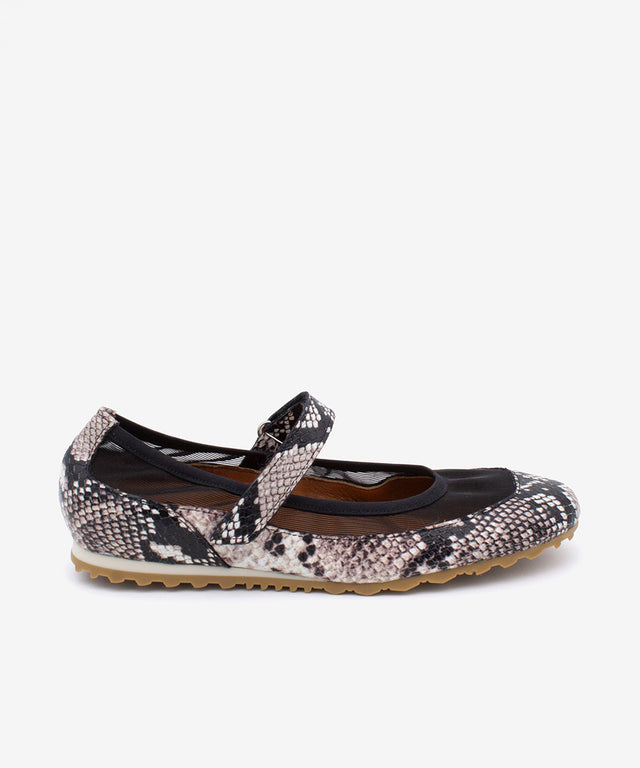 GINNA – Merceditas sneakerinas modernas y cómodas de piel print snake – negro – Talla 35 – Ángel Alarcón