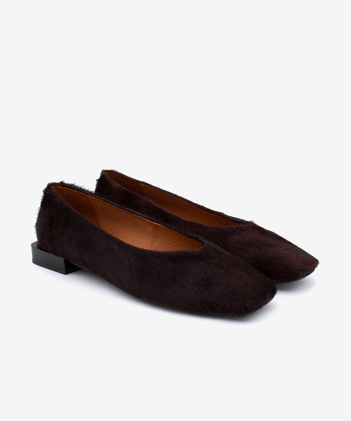 TIYU - Bailarina de puntera cuadrada básica de pelo poni print - Zapatos Negros - Zapatos de mujer Ángel Alarcón - Women Shoes 2026