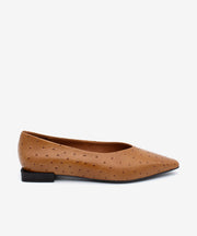 NAYU - Bailarina de puntera fina básicas de piel print avestruz - Zapatos color camel - Zapatos de mujer Ángel Alarcón - Women Shoes 2026