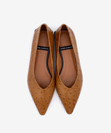 NAYU - Bailarina de puntera fina básicas de piel print avestruz - Zapatos color camel - Zapatos de mujer Ángel Alarcón - Women Shoes 2026