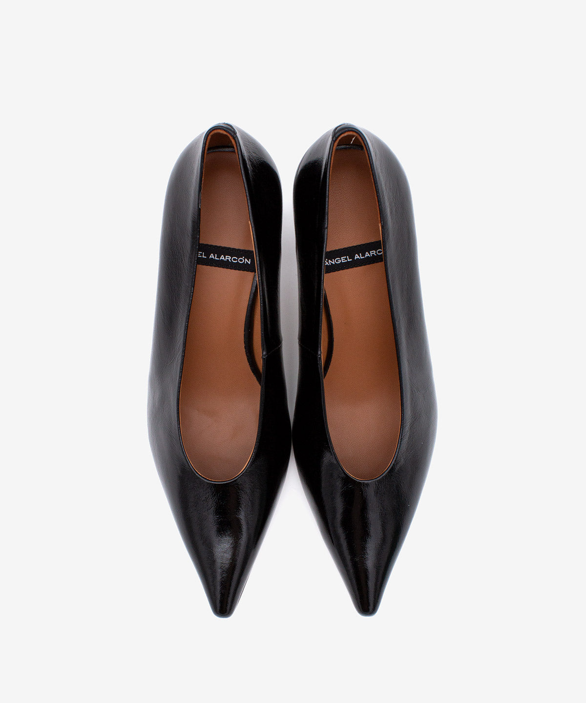 DAVINA - Salón de tacón alto con escote en V en piel brillante texturizada - Zapatos Negros - Zapatos de mujer Ángel Alarcón - Women Shoes 2026