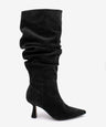 KEIRA - Bota alta de caña fruncida y tacón fino de serraje - Zapatos Negros - Zapatos de mujer Ángel Alarcón - Women Shoes 2026
