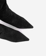 KEIRA - Bota alta de caña fruncida y tacón fino de serraje - Zapatos Negros - Zapatos de mujer Ángel Alarcón - Women Shoes 2026
