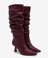 KEIRA - Bota alta de caña fruncida con tacon alto en piel suave - Zapatos Negros - Zapatos de mujer Ángel Alarcón - Women Shoes 2026