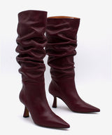 KEIRA - Bota alta de caña fruncida con tacon alto en piel suave - Zapatos Negros - Zapatos de mujer Ángel Alarcón - Women Shoes 2026