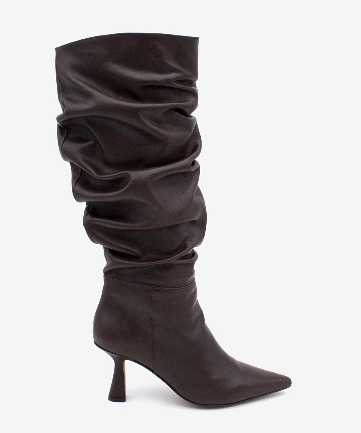 KEIRA - Bota alta de caña fruncida con tacon alto en piel suave - Zapatos Negros - Zapatos de mujer Ángel Alarcón - Women Shoes 2026