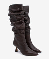 KEIRA - Bota alta de caña fruncida con tacon alto en piel suave - Zapatos Negros - Zapatos de mujer Ángel Alarcón - Women Shoes 2026