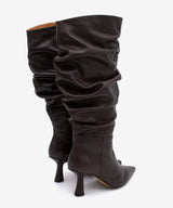 KEIRA - Bota alta de caña fruncida con tacon alto en piel suave - Zapatos Negros - Zapatos de mujer Ángel Alarcón - Women Shoes 2026