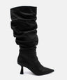 KEIRA - Bota alta de caña fruncida con tacon alto en piel suave - Zapatos Negros - Zapatos de mujer Ángel Alarcón - Women Shoes 2026