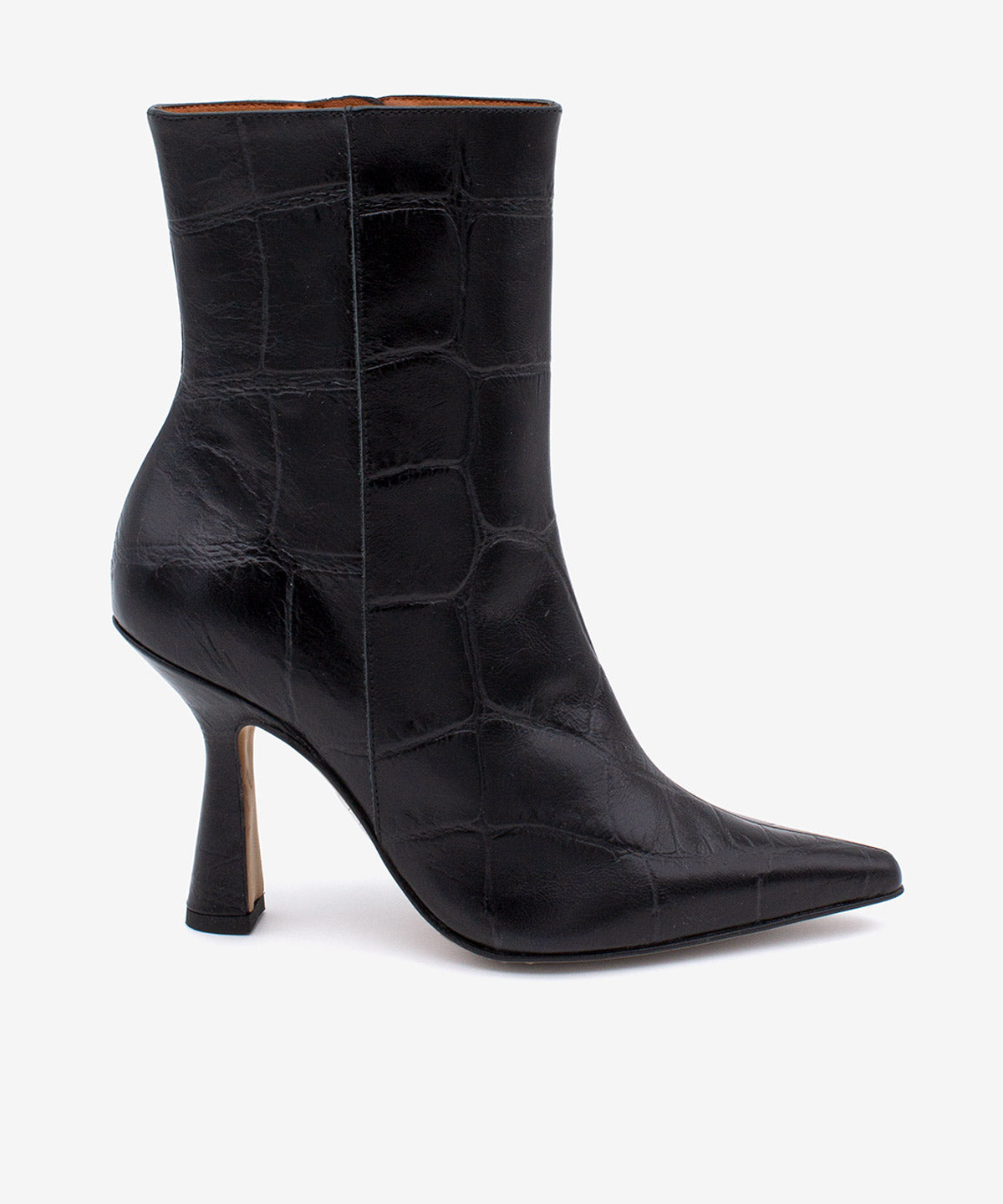 MIRIAM - Botín de tacón muy alto con puntera fina en piel print croco - Zapatos Negros - Zapatos de mujer Ángel Alarcón - Women Shoes 2026