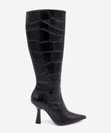 RILEY - Bota alta de mujer de tacón alto para vresrtir de print cocodrilo - Zapatos Negros - Zapatos de mujer Ángel Alarcón - Women Shoes 2026