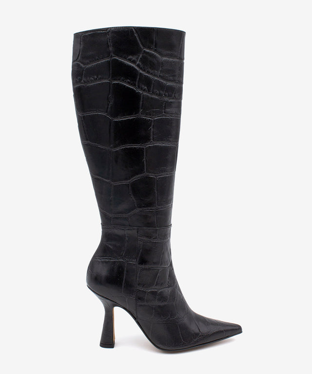 RILEY - Bota alta de mujer de tacón alto para vresrtir de print cocodrilo - Zapatos Negros - Zapatos de mujer Ángel Alarcón - Women Shoes 2026