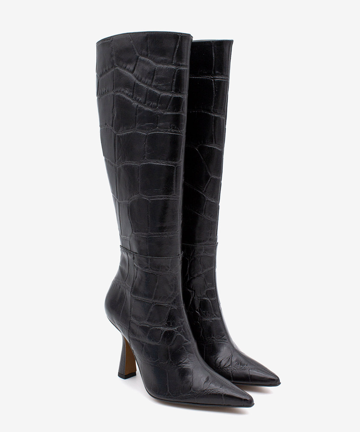 RILEY - Bota alta de mujer de tacón alto para vresrtir de print cocodrilo - Zapatos Negros - Zapatos de mujer Ángel Alarcón - Women Shoes 2026