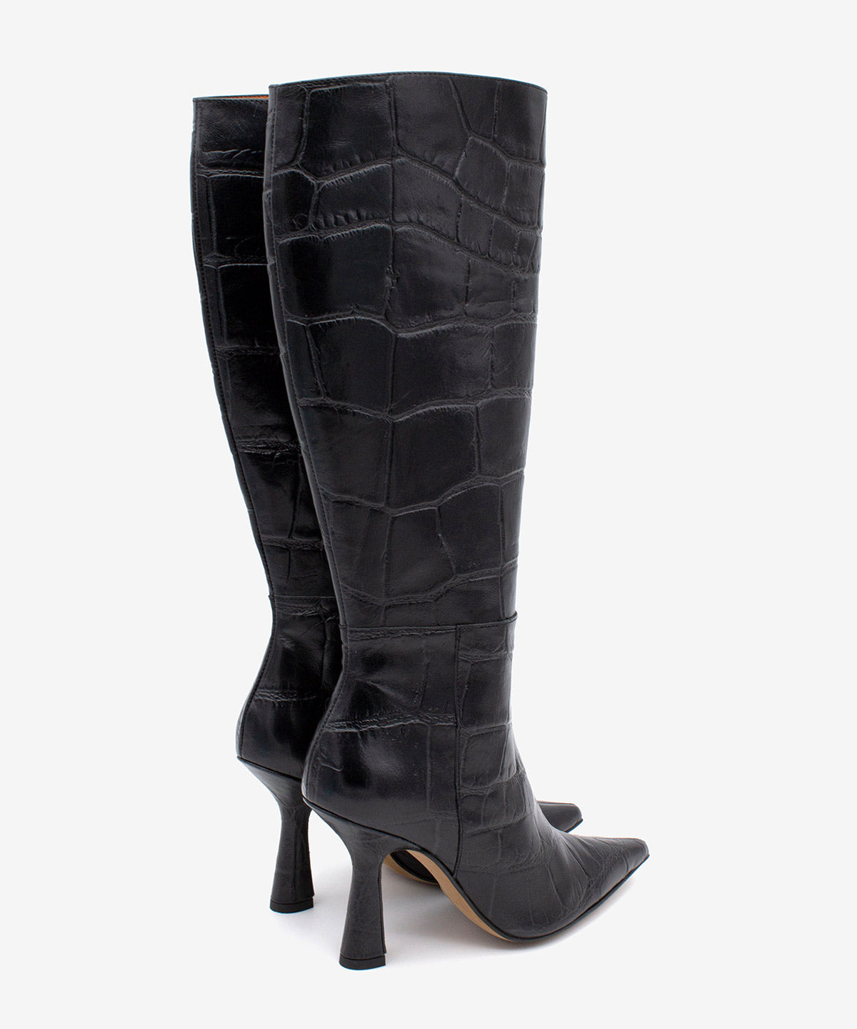RILEY - Bota alta de mujer de tacón alto para vresrtir de print cocodrilo - Zapatos Negros - Zapatos de mujer Ángel Alarcón - Women Shoes 2026