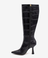 RILEY - Bota alta de mujer de tacón alto para vresrtir de print cocodrilo - Zapatos Negros - Zapatos de mujer Ángel Alarcón - Women Shoes 2026