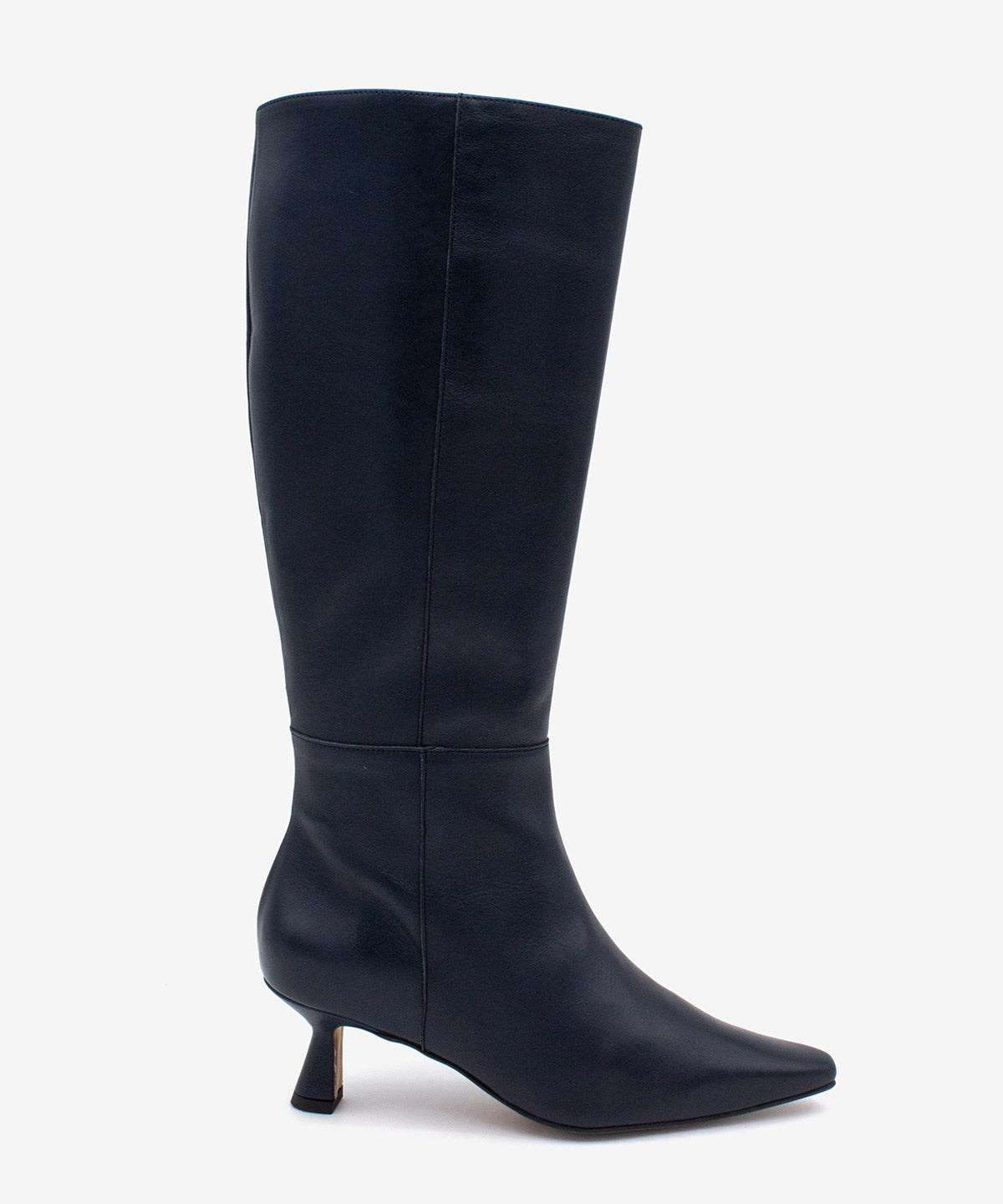 GEORGIA - Bota alta de tacón bajo con puntera fina de piel lisa - Zapatos azul oscuro - Zapatos de mujer Ángel Alarcón - Women Shoes 2026