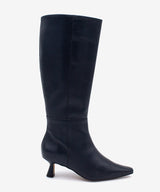 GEORGIA - Bota alta de tacón bajo con puntera fina de piel lisa - Zapatos azul oscuro - Zapatos de mujer Ángel Alarcón - Women Shoes 2026