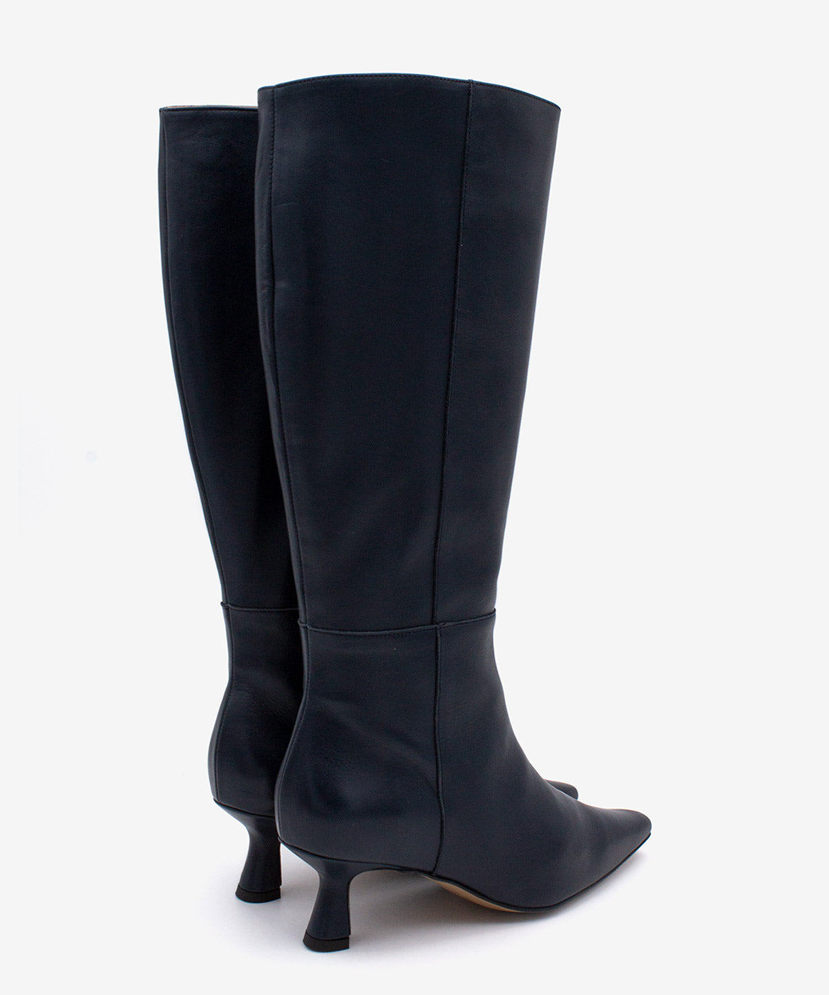 GEORGIA - Bota alta de tacón bajo con puntera fina de piel lisa - Zapatos azul oscuro - Zapatos de mujer Ángel Alarcón - Women Shoes 2026