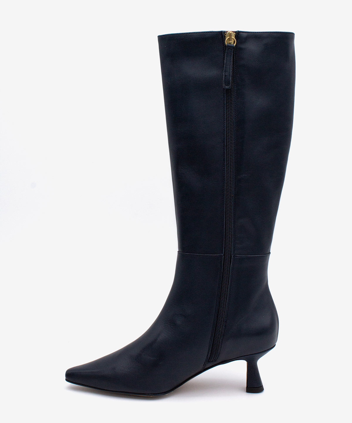 GEORGIA - Bota alta de tacón bajo con puntera fina de piel lisa - Zapatos azul oscuro - Zapatos de mujer Ángel Alarcón - Women Shoes 2026
